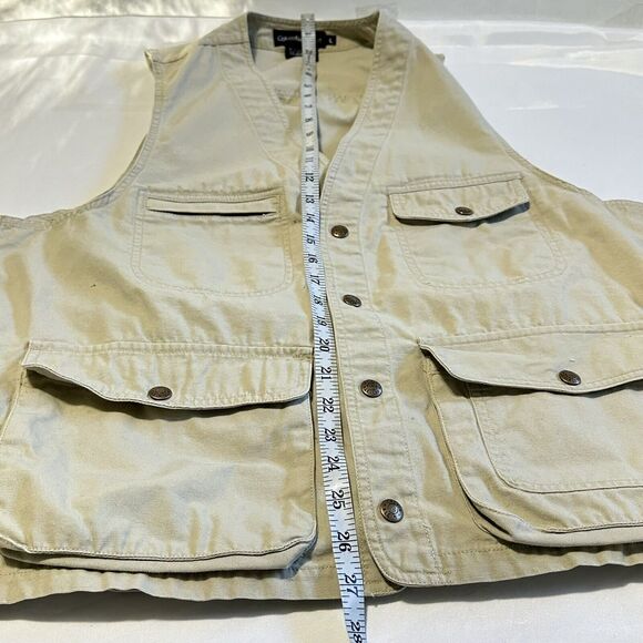 Calvin Klein Men Beige Denim Utility Tactical Vest Fishing Safari Size Large - Picture 10 of 12